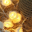 Battery Operated 15 ft 30 LED White Rose Flower Fairy String Lights with Remote for Valentine's, Wedding, Bedroom, Indoor Decoration