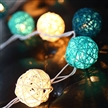 14.7Ft 30 White Rattan Globe String Lights Powered by 3*AA Batteries 8 Modes