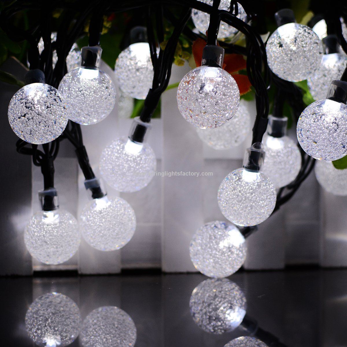 Battery Powered 30 LED Warm White Crystal Ball String Lights with Remote and Timer Function