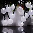 Battery Powered 30 LED Warm White Crystal Ball String Lights with Remote and Timer Function