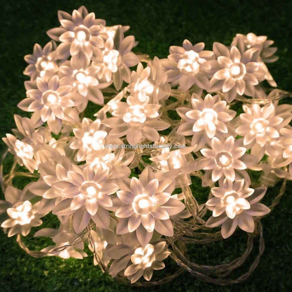 Remote and Timer Battery Operated Lotus Flower 16 Feet 50 LED Fairy String Lights