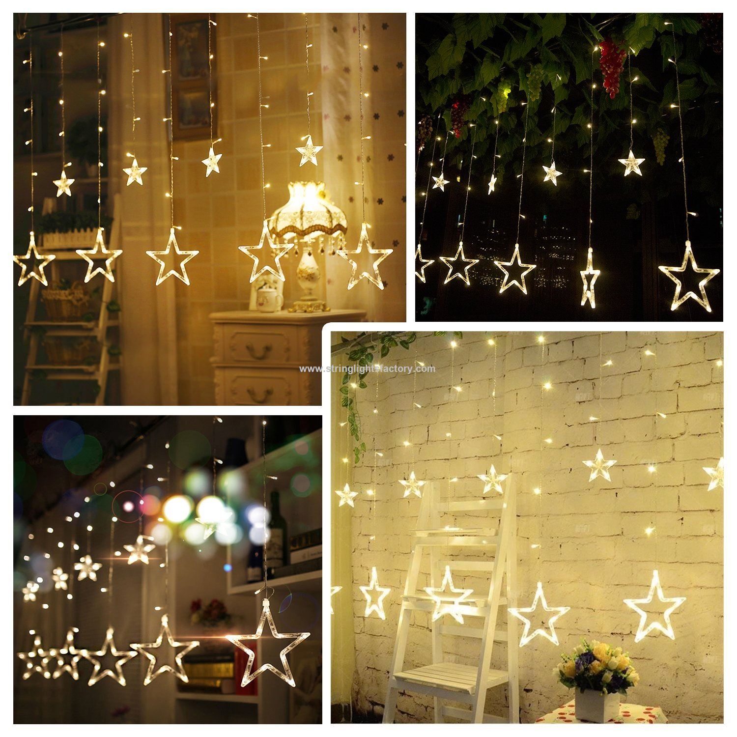 Decorative 138LEDs Star String Lights Powered by AA Batteries 12 Stars Decorations