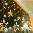 Warm White Color 138LEDs Star String Curtain Lights Transparent Cable Best Decorations