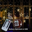 White Color Star Fairy Lights 138LEDs 2M Curtain Fairy Lights Remote Control Battery Operated Lights
