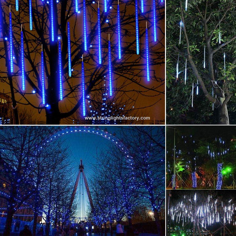 Blue Waterproof Wedding Meteor Shower Lights 8Tubes 144LEDs Fairy Lights