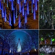 Blue Waterproof Wedding Meteor Shower Lights 8Tubes 144LEDs Fairy Lights