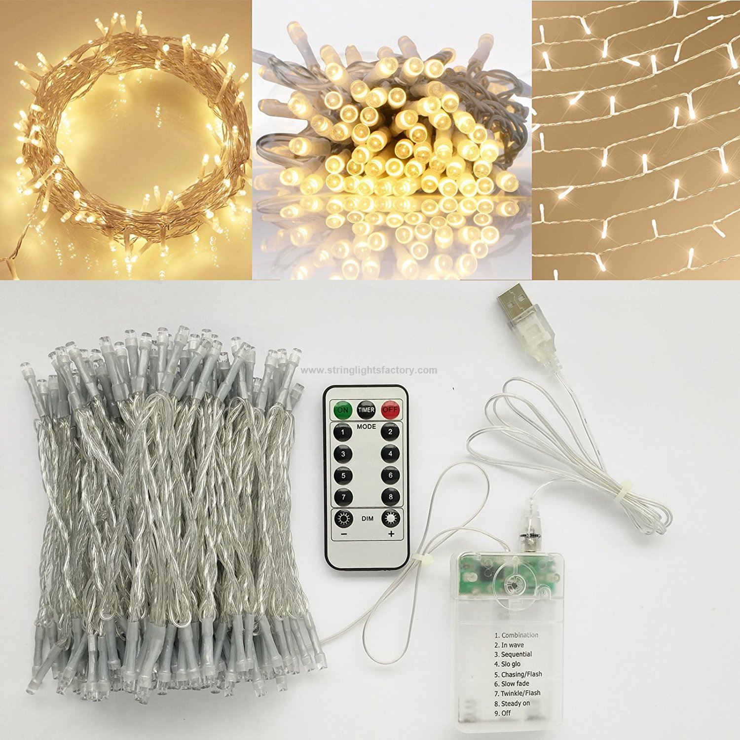 Remote Control Indoor Outdoor Fairy Lights USB and Battery Power String Lights