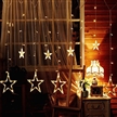 White Color Star Curtain Lights 138LEDs AA Batteries Powered 2M 12Stars Fairy Lights