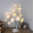 1.64FT White Rose Light Battery Operated Table Lamp 24pcs Rose Flower Bedside Light