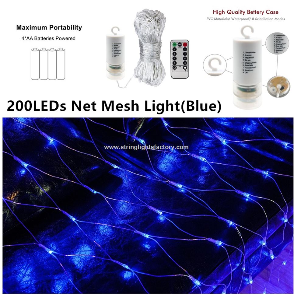 LED Mesh Net Light 200LEDs Fairy Light Blue Color Outdoor Decorative Lights