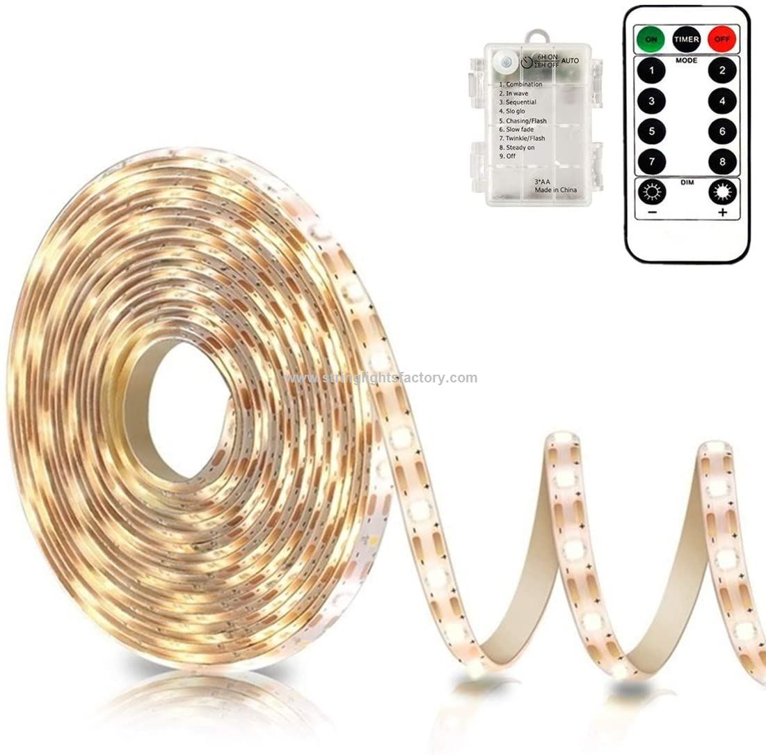 Battery Powered Led Strip Lights with Remote Warm White
