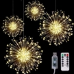 4Pack Firework Lights Led Starburst Lights String USB Powered with Remote