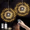 2 Pack 150 LED Firework Fairy String Lights, 8 Modes Dimmable Timer Function with Remote Control
